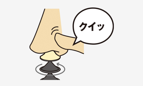 小鼻周辺を軽く指で押さえる